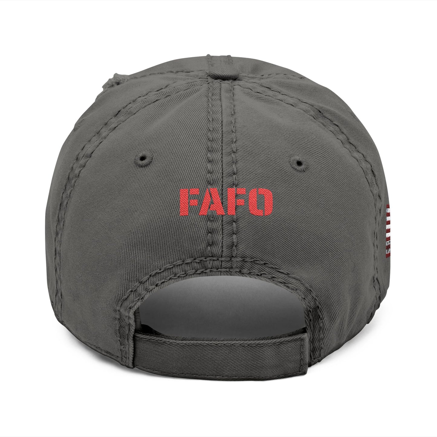 Distressed Embroidered Dad Hat — American Flag Skull Crossbones, and FAFO