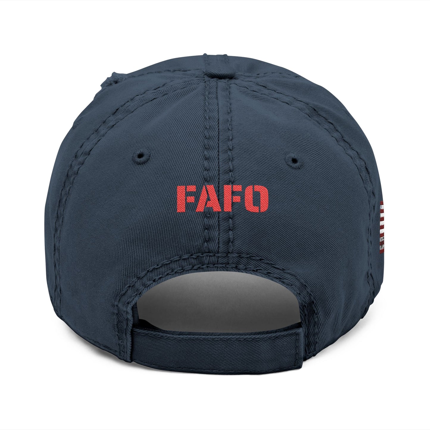Distressed Embroidered Dad Hat — American Flag Skull Crossbones, and FAFO