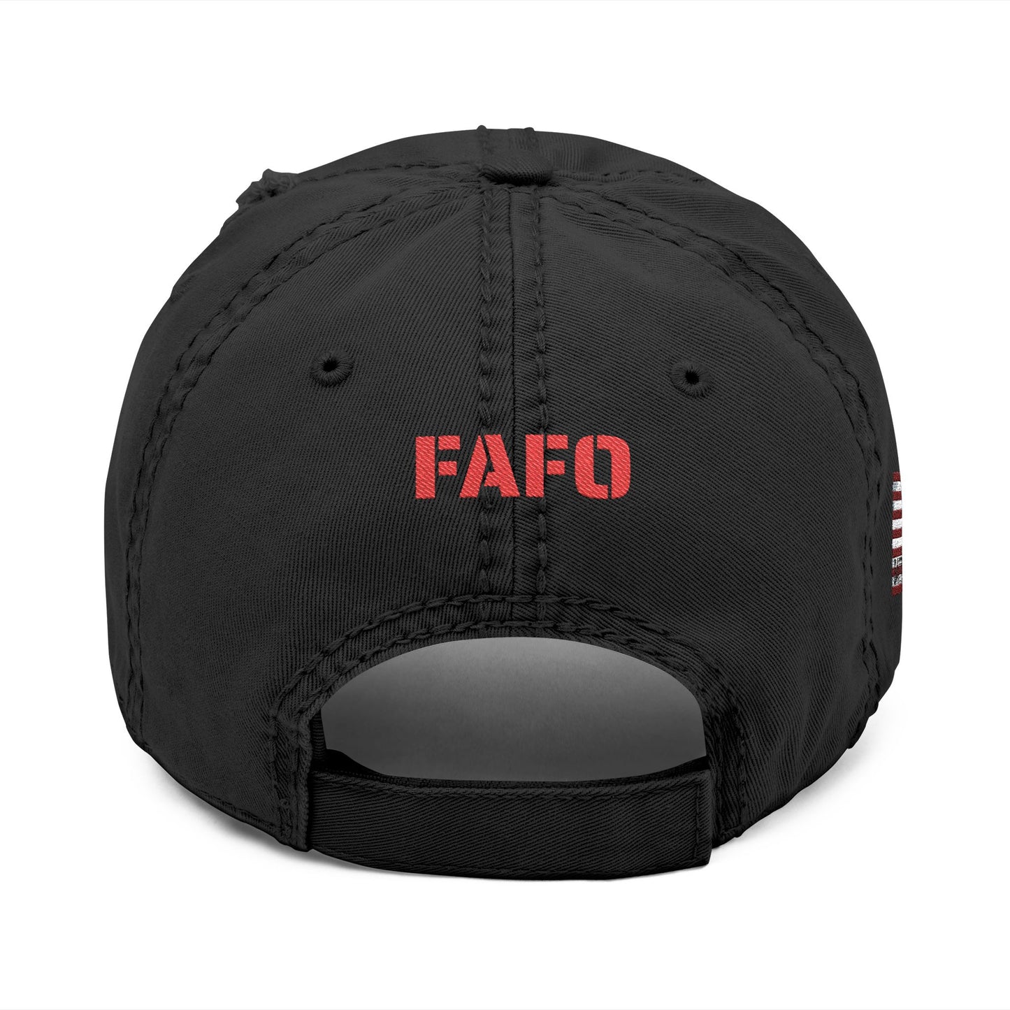 Distressed Embroidered Dad Hat — American Flag Skull Crossbones, and FAFO