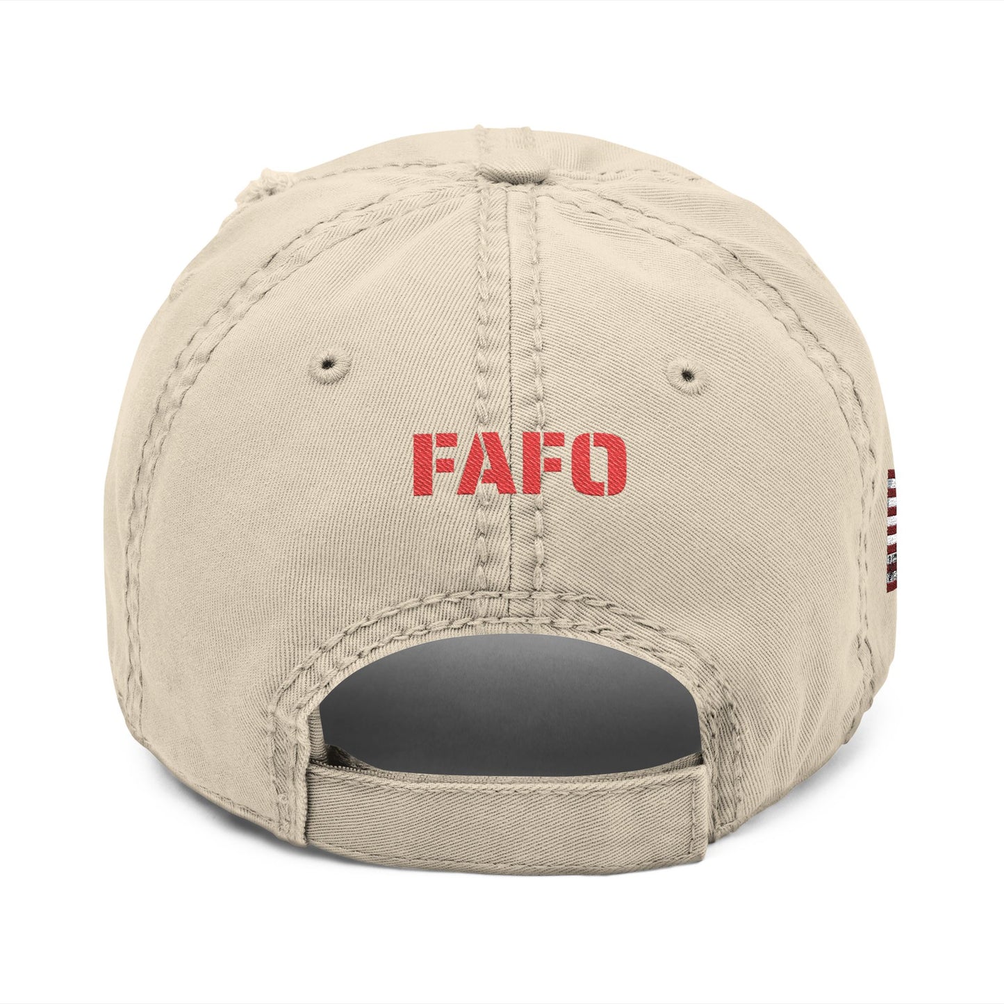 Distressed Embroidered Dad Hat — American Flag Skull Crossbones, and FAFO